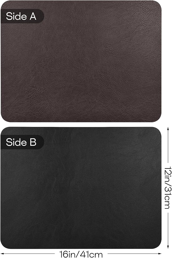 Faux Leather Placemats Set of 6 Table Mats Heat Resistant Reversible Place Mats - Image 2