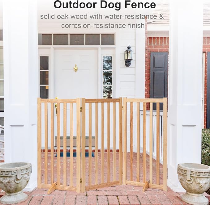 36" Height Extra Tall Freestanding Pet Gate, Solid Wood Folding Safety Fence - Image 7