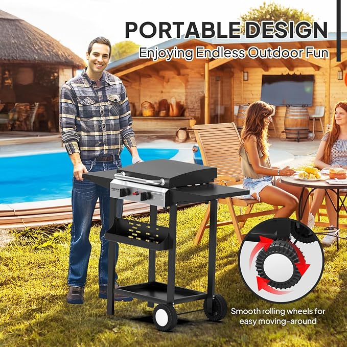 ROVSUN 2 Burner Portable Propane Griddle - Image 4