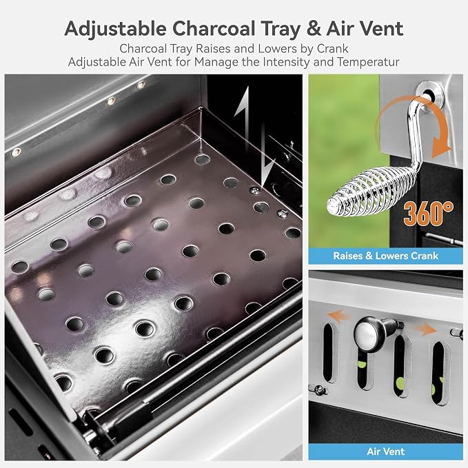 3 Burner Propane Gas and Charcoal Grill Combo - Image 7