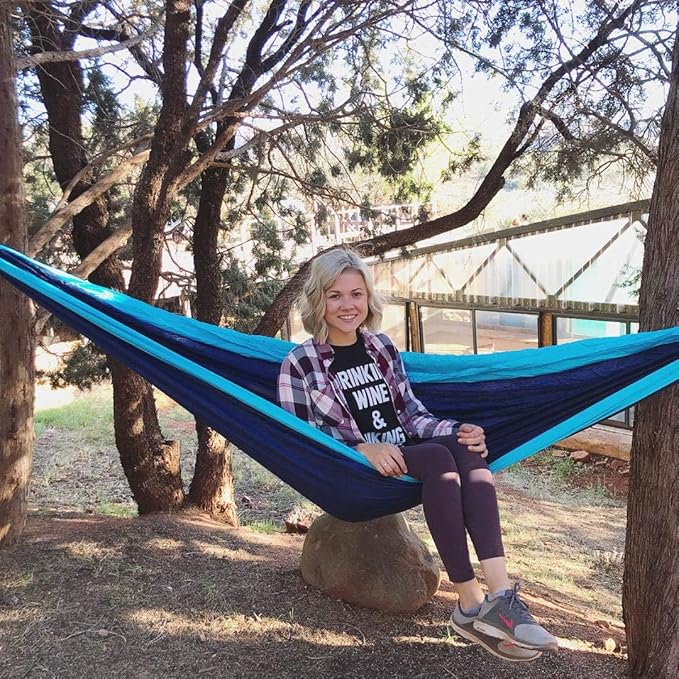 Camping Hammock with 210T Parachute Nylon, 500 lb Capacity, Blue Navy