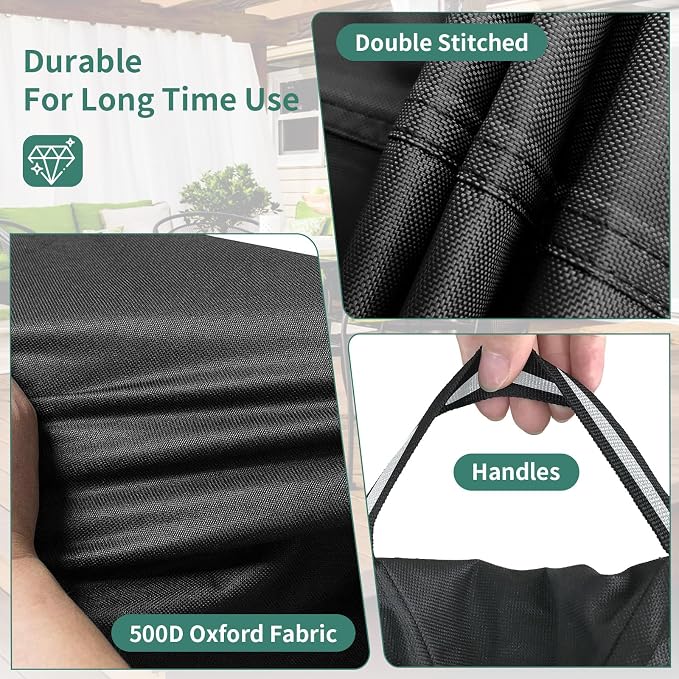 Round Patio Furniture Covers, 500D Heavy Duty Waterproof UV Resistant Cover - Image 4
