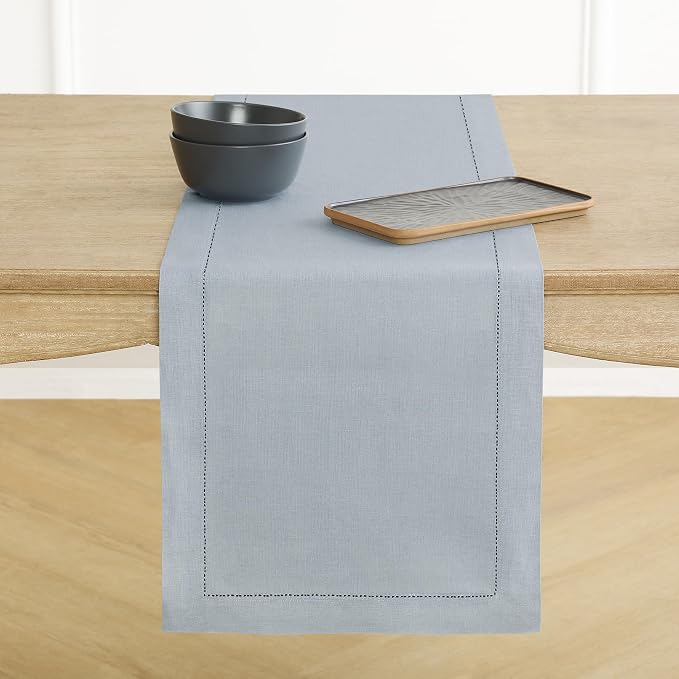 Solino Home Linen Dusty Blue Table Runner 48 Inches by SolinoHome