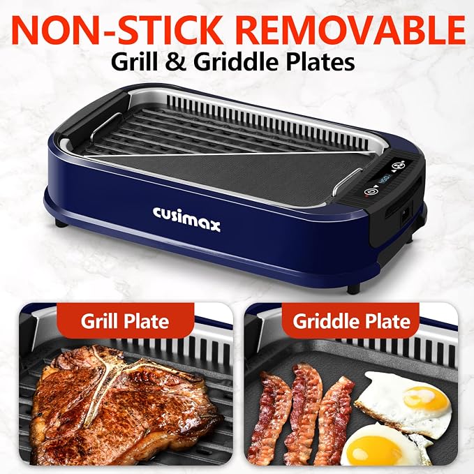 Smokeless Grill, CUSIMAX 1500W Indoor Grill, Electric Grill Griddle - Image 4