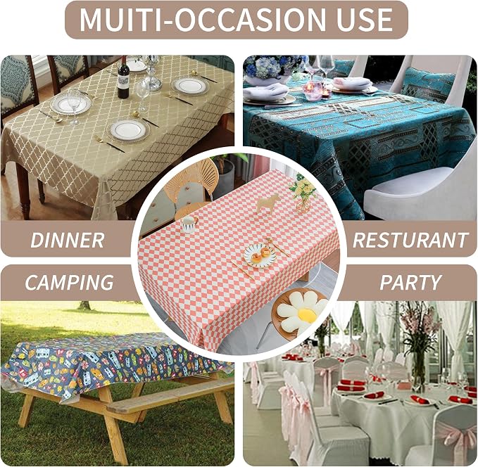 Rectangle Table Cloth, 100% Waterproof Tablecloth Oil Proof Spill Proof Vinyl - Image 7