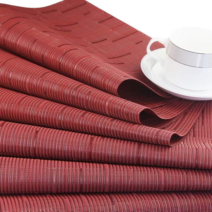 PIGCHCY Placemats, Washable Durable Vinyl Woven Table Mats, Elegant Heat - Image 7