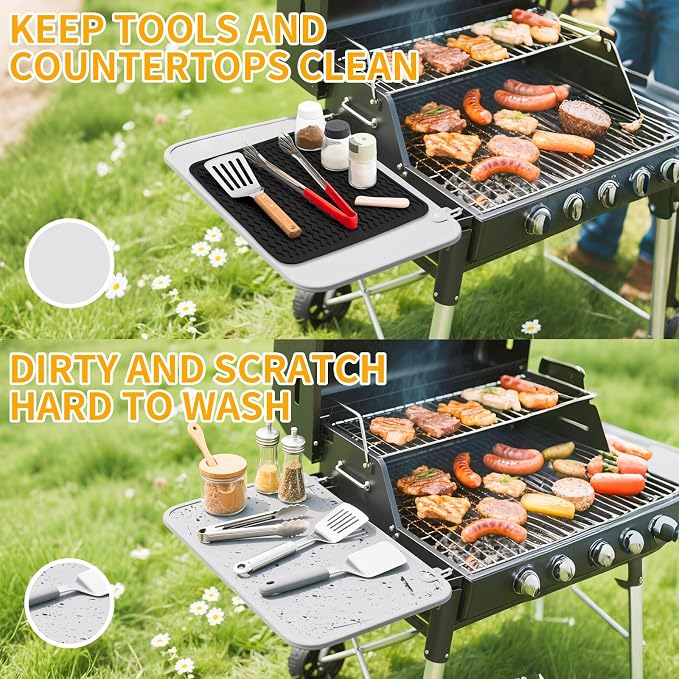 Grill Accessories, 16x12 Inch Silicone Heat Resistant Mat, BBQ Tool Rest Pad - Image 4