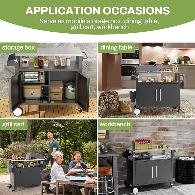 Outdoor Grill Cart with Patio Furniture, Outdoor Grill Table with Storage - Image 8