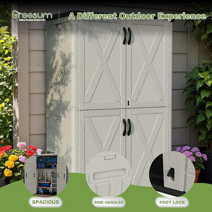 Greesum Outdoor Storage Cabinet, 50 Cu.Ft Deck Box Without Shelves, Waterproof - Image 5