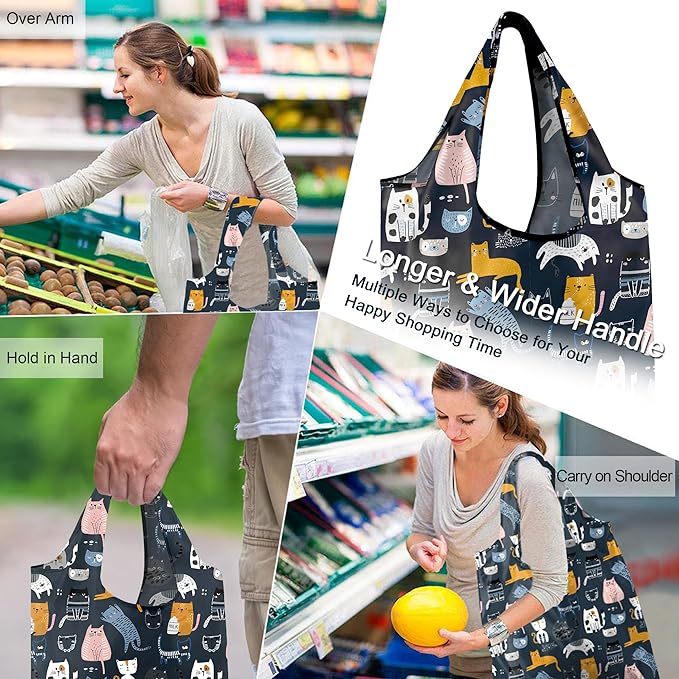 BeeGreen 6 Pack Cats Reusable Grocery Bags Gifts - Image 6