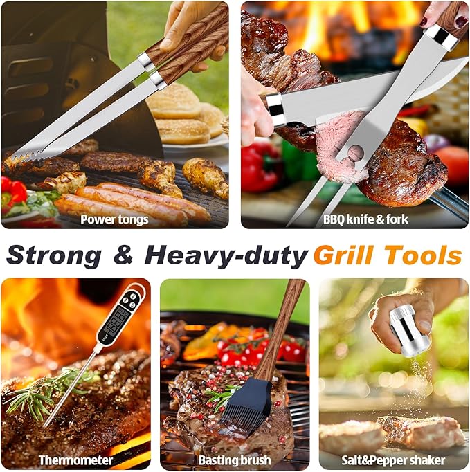 Barbecue Tool Set, 26-Piece Stainless Steel with Aluminum Storage Case
