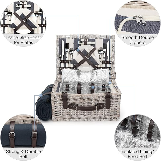 Picnic Basket Sets for 4 Persons - Image 3