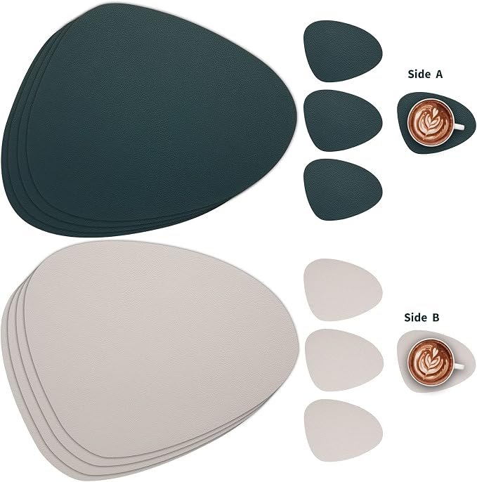 Myir JUN Placemats, Dual-Sided Placemats Waterproof Faux Leather Placemats Set - Image 2