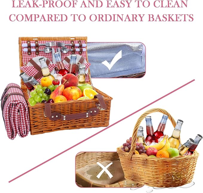 Neti Neti Wicker Picnic Basket for 4 - Image 6