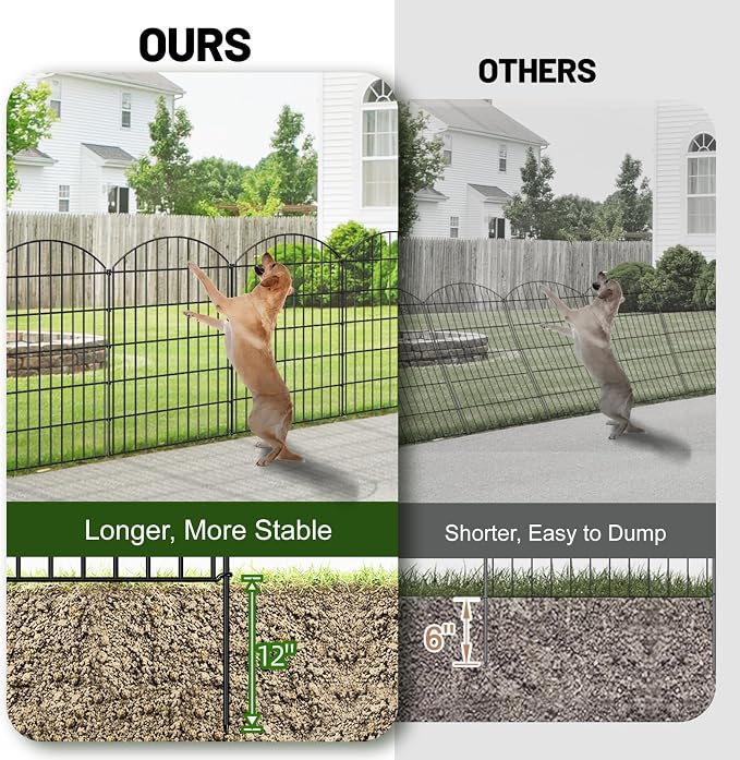 Metal Garden Fence 42in x 23.3ft, 10 Panels + 11 Stakes Dog Fence Border Fence - Image 4