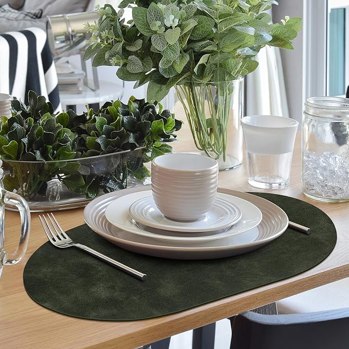 ADRIMER Placemats, Heat Resistant Oval Placemats Set of 8 Washable 12 x 17 Inch - Image 6