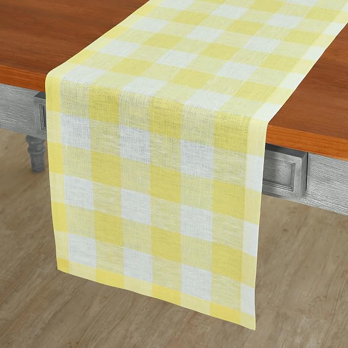 Solino Home Linen Checkered Table Runner 120 Inches Long - Image 2