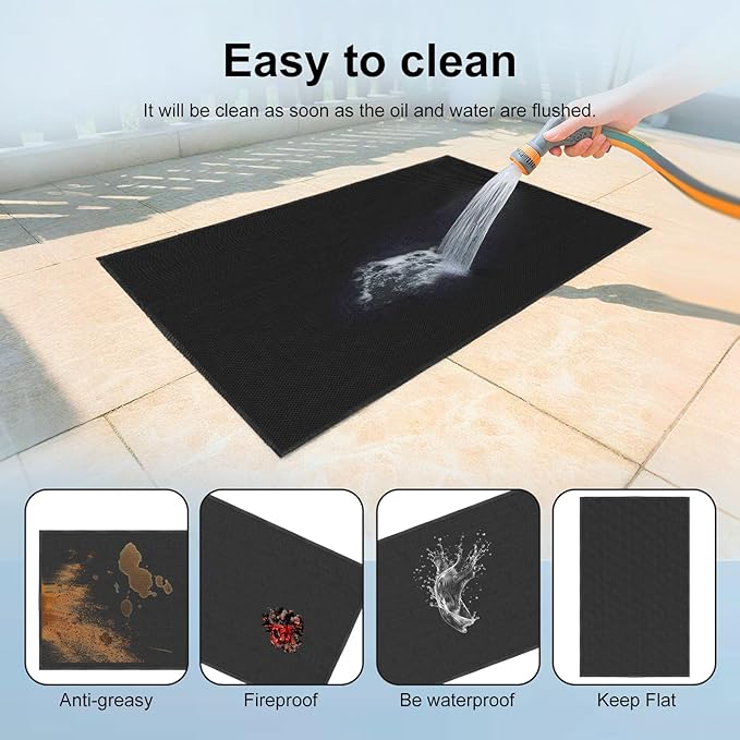 Grill Floor Mat 70x48 Inch, Oil-Proof Rubber, Double-Sided