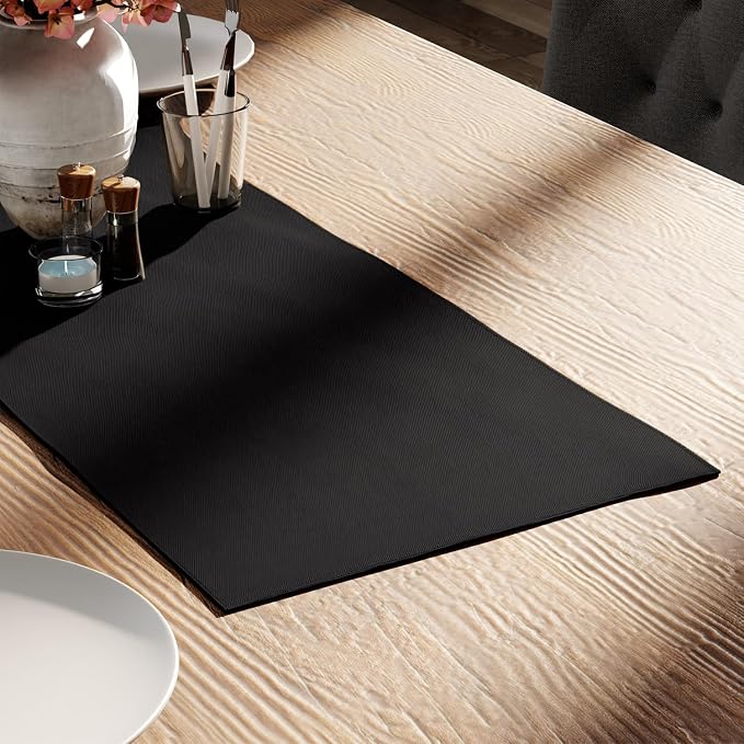 Encasa XO Table Runner 13"x36" Long | Cotton Canvas Fabric | Jet Black Solid by EncasaXO