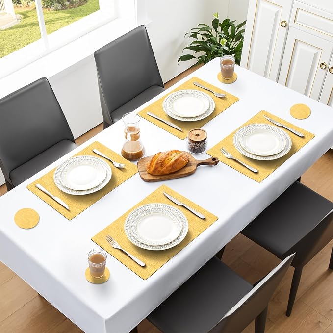MOSAYT Faux Leather Placemats Set of 6, Heat Resistant Wipeable Washable Vinyl - Image 6
