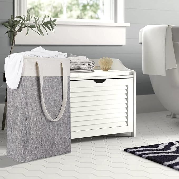 Collapsible Laundry Baskets Double Laundry Hampers Large Foldable Laundry - Image 3