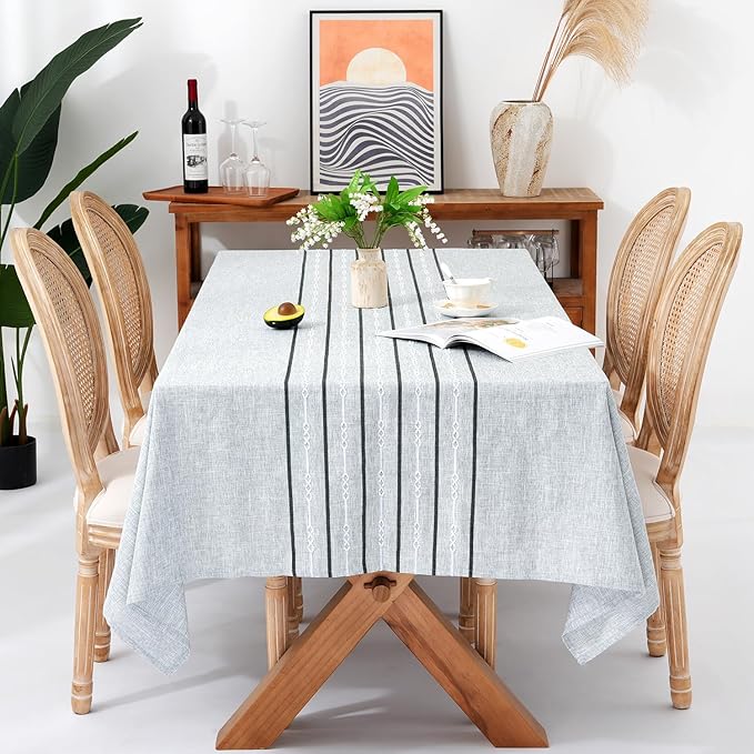Chassic 60 x 120 inches Farmhouse Style Linen tablecloths, Boho 8 Foot Long by Chassic