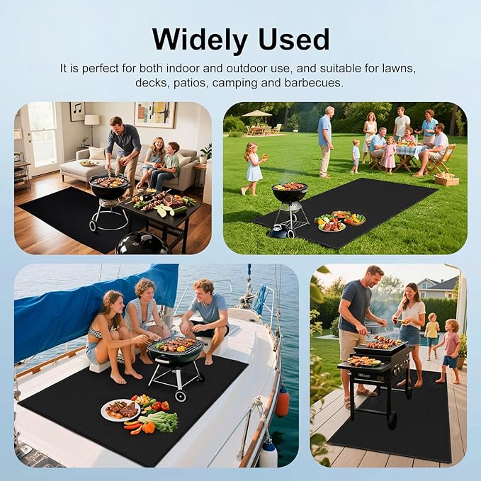 Grill Floor Mat 70x48 Inch, Oil-Proof Rubber, Double-Sided