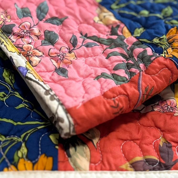 Cotton Quilted Floral Patchwork Table Runner 54 Inches Long – Handmade - Image 6