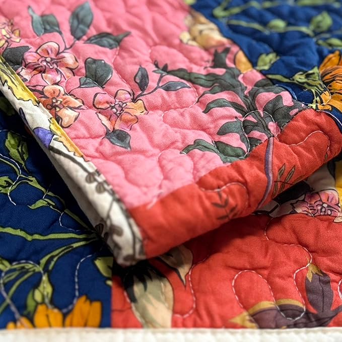 Cotton Quilted Floral Patchwork Table Runner 72 Inches Long – Handmade - Image 6