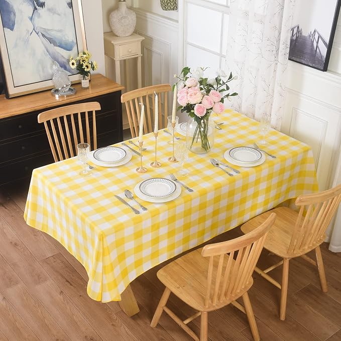 2 Pack Waterproof Polyester Fabic Rectangle Checkered Tablecloth，60x84 Outdoor by Cupuamon