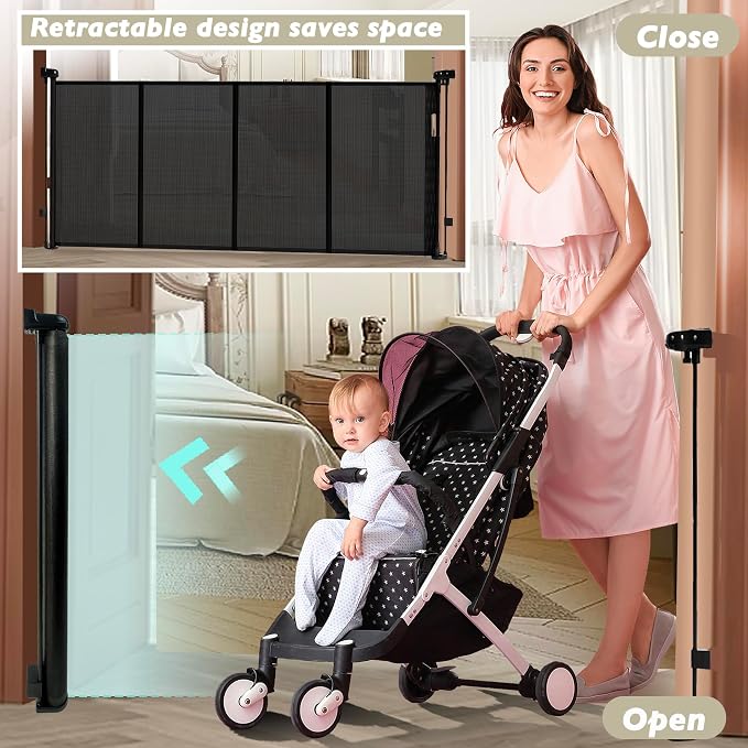 150" Extra Wide Retractable Baby Gates Dog Gate - Image 4