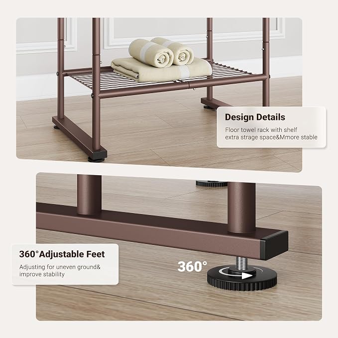 ELYKEN 40'' Tall Standing Towel Racks, 3 Tier Towel Drying Rack Outdoor - Image 6