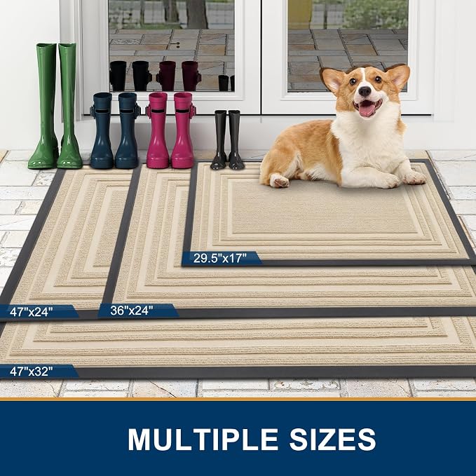Buganda Front Door Mat Indoor Outdoor Entrance, Non-Slip Natural Rubber Doormats - Image 2