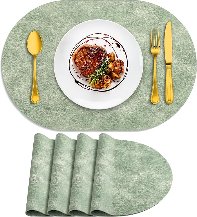ADRIMER Placemats, Heat Resistant Oval Placemats Set of 4 Washable 12 x 17 Inch by Adrimersdreamistobeanindispensablecompanioninyourlife