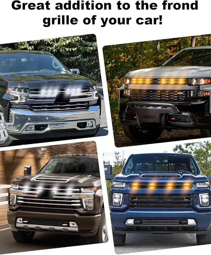 LED Grill Light for 2025 2024 Chevrolet Silverado Raptor Grille Lights Amber - Image 4