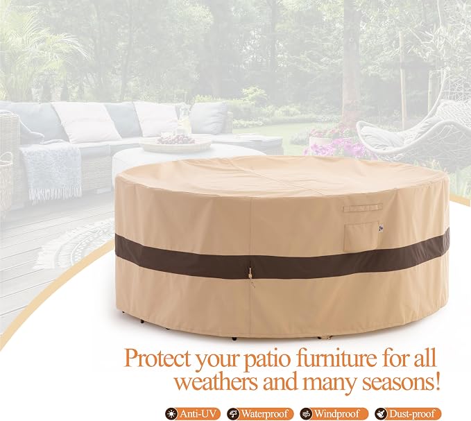 WJ-X3 Round Patio Furniture Cover, Waterproof, UV Resistant, Anti-Fading - Image 8