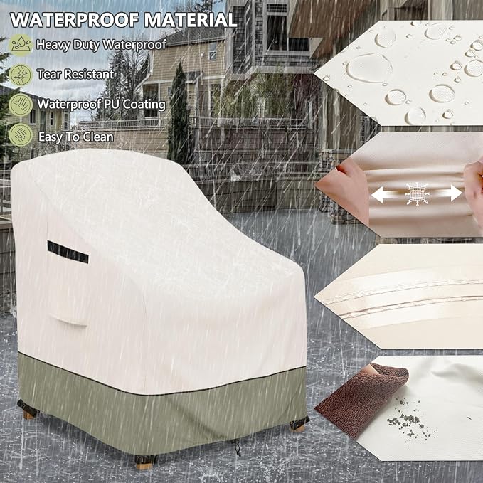 Outdoor Chair Covers 4 Pack 28 W x 31 D x 36 H inches, 600D Heavy Duty - Image 3