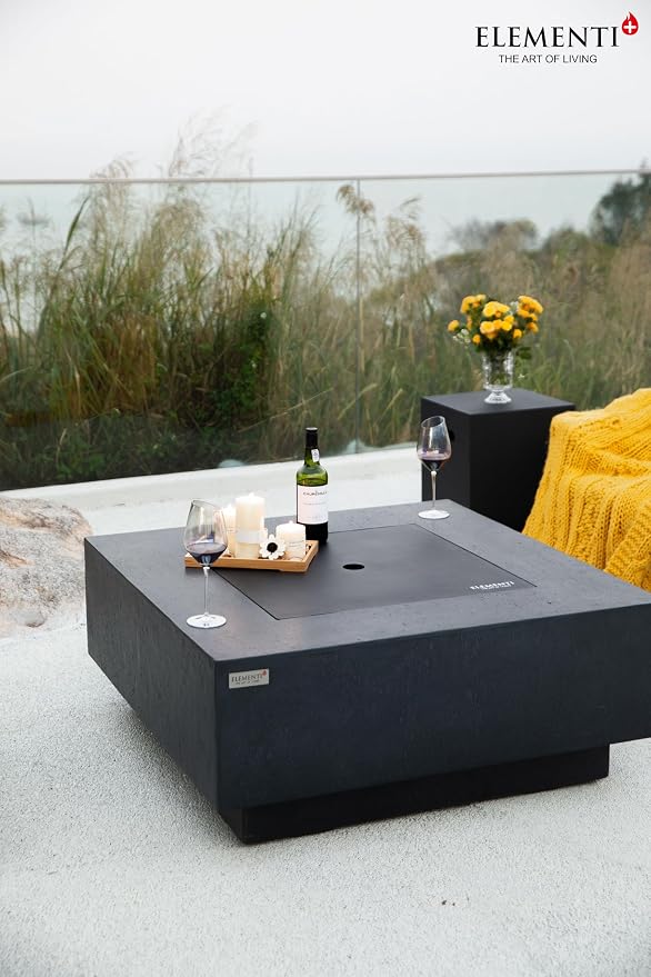Elementi+ | Bundle Bergen Gas Fire Pit Cast Concrete 40" Square Fire Table - Image 7