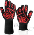 BBQ Gloves, 1472°F Heat-Resistant and Anti Slip Long Grilling Gloves, One Size by BHYTAKI