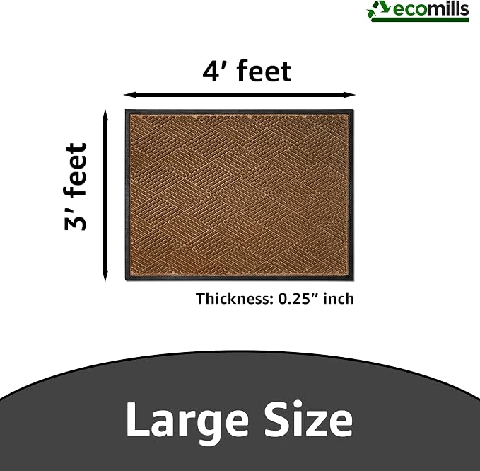 Ecomills Deluxe Diamond Entrance Door Mat, Large Heavy Duty Absorbent Rubber Rug - Image 2