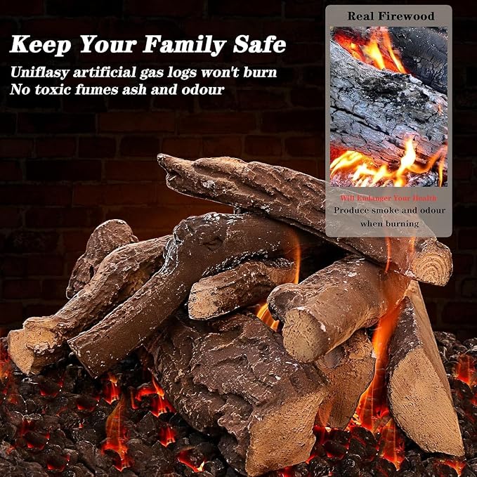 Gas Fireplace Logs 10pcs Fake Fireplace Logs Faux Electric Fireplace Logs - Image 5