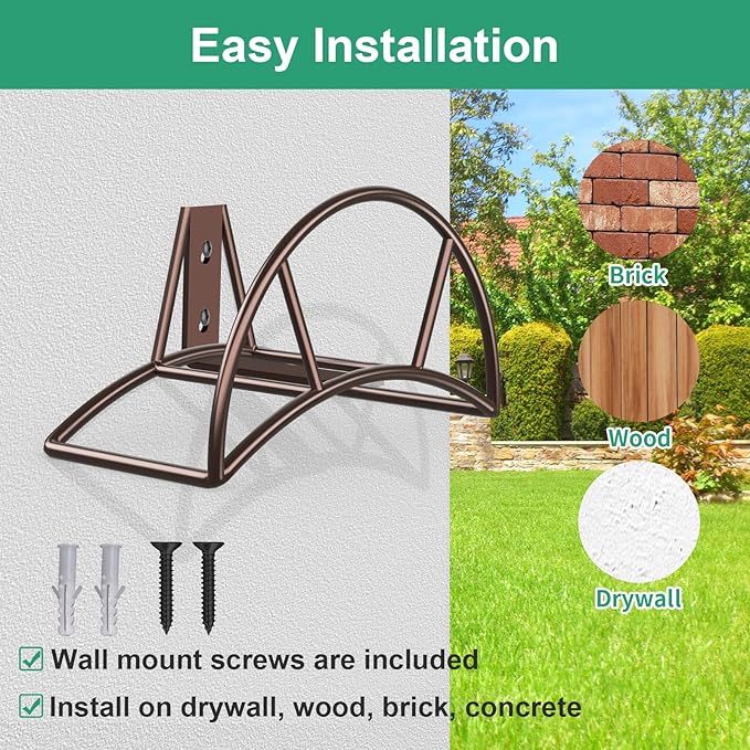 TomCare Garden Hose Holder Heavy Duty Water Hose Holder Wall Mount Hose Hanger - Image 4