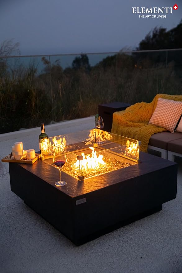 Elementi+ | Bundle Bergen Gas Fire Pit Cast Concrete 40" Square Fire Table - Image 3