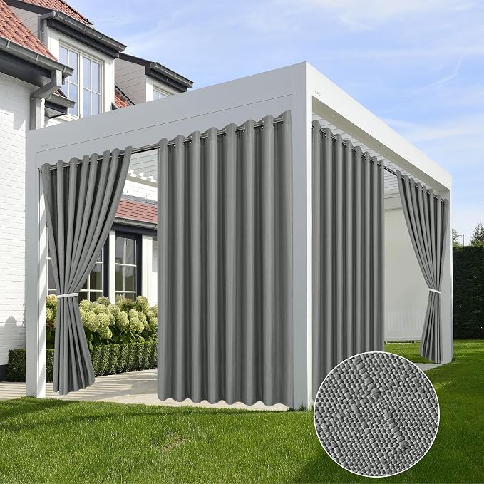 HolidayIdeas 4 Panels Linen Outdoor Curtains by HolidayIdeas