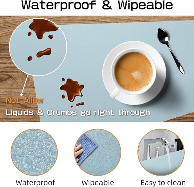 Faux Leather Waterproof Placemats Set of 8-Heat Resistant Non Slip and Scratch - Image 5