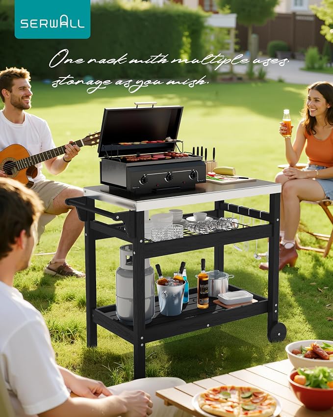 SERWALL Outdoor Grill Cart Table - Image 8