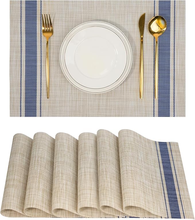 Placemats Set of 6，Non-Slip PVC Weave Table Mats Easy to Clean，Heat Resistant by flohar