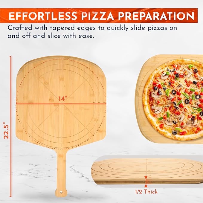 Loftern Wooden Pizza Peel 14 Inch Board - Image 3