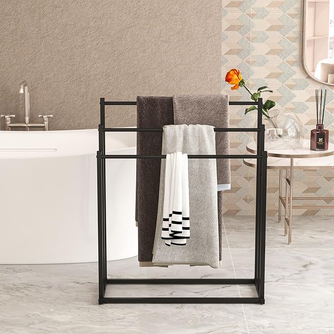 Honiter Towel Racks for Bathroom, 3 Tier Free Standing Towel Rack, Blanket - Image 3