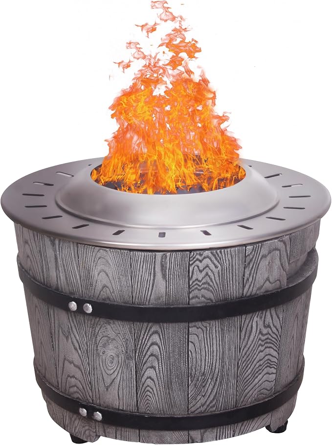 Afterglow Smokeless Fire Pit, 20.5" Round Wood Burning Stainless Steel Top and by Afterglow